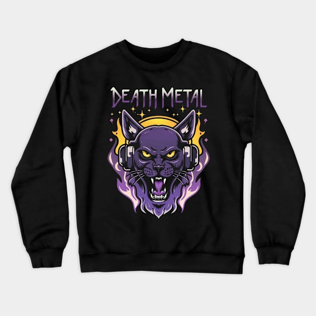 Death Metal Satanic Baphomet Cat Crewneck Sweatshirt by Aldrvnd